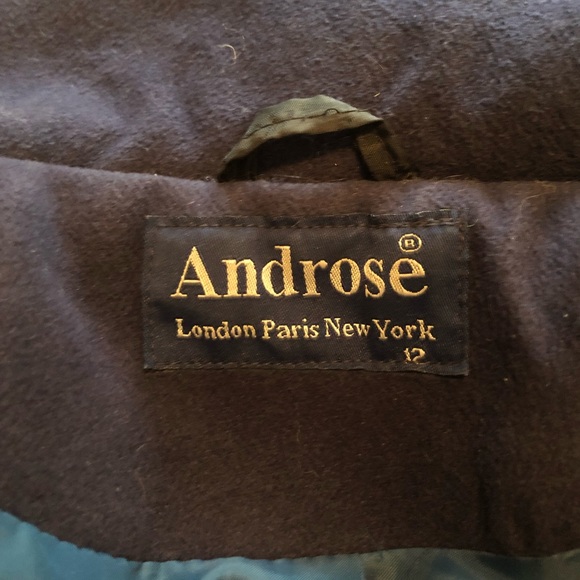 Navy blue wool lined coat - Picture 4 of 12